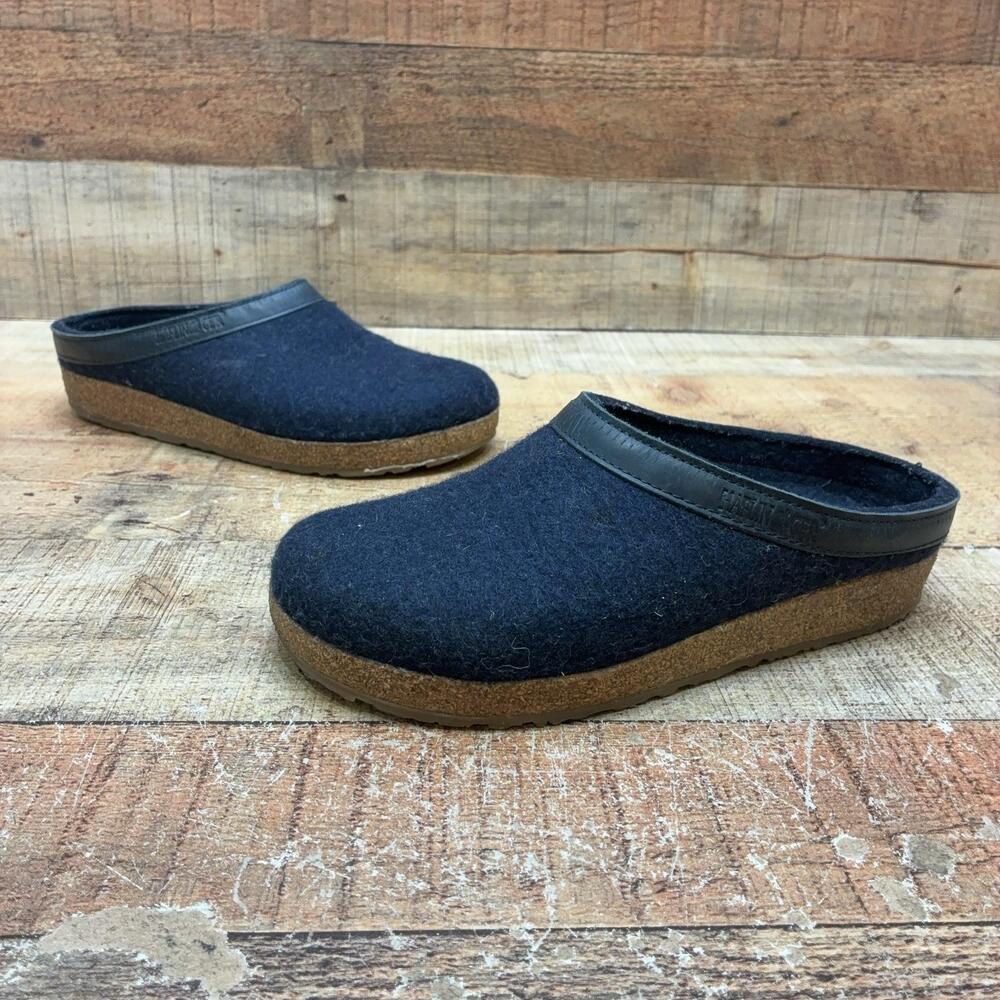 Haflinger Clogs Womens Size 36 Blue Wool Felt Slip On Slippers Shoes
